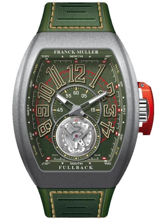 Best FRANCK MULLER Vanguard Fullback Tourbillon Titanium - Green V 45 T DT LCK (VE) (TTMC) (VE. VE SB) Replica Watch